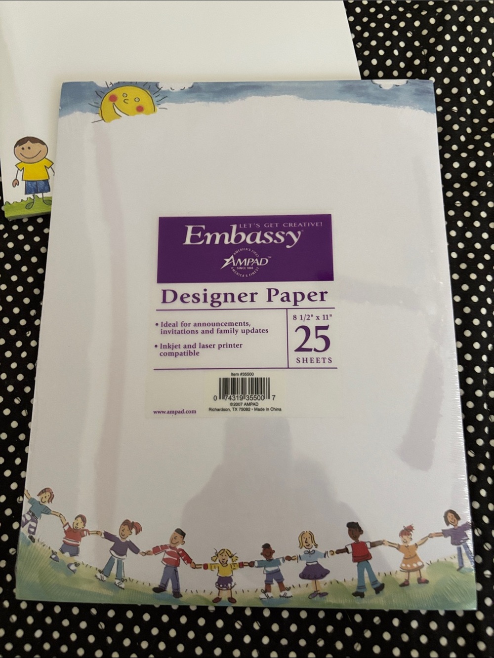 Bass Designer Paper - White with Colorful Border